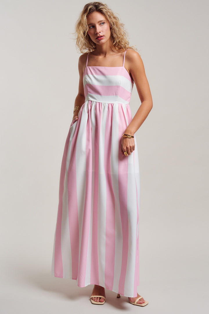 modern coast bold stripe maxi dress - ivory pink (additional view)