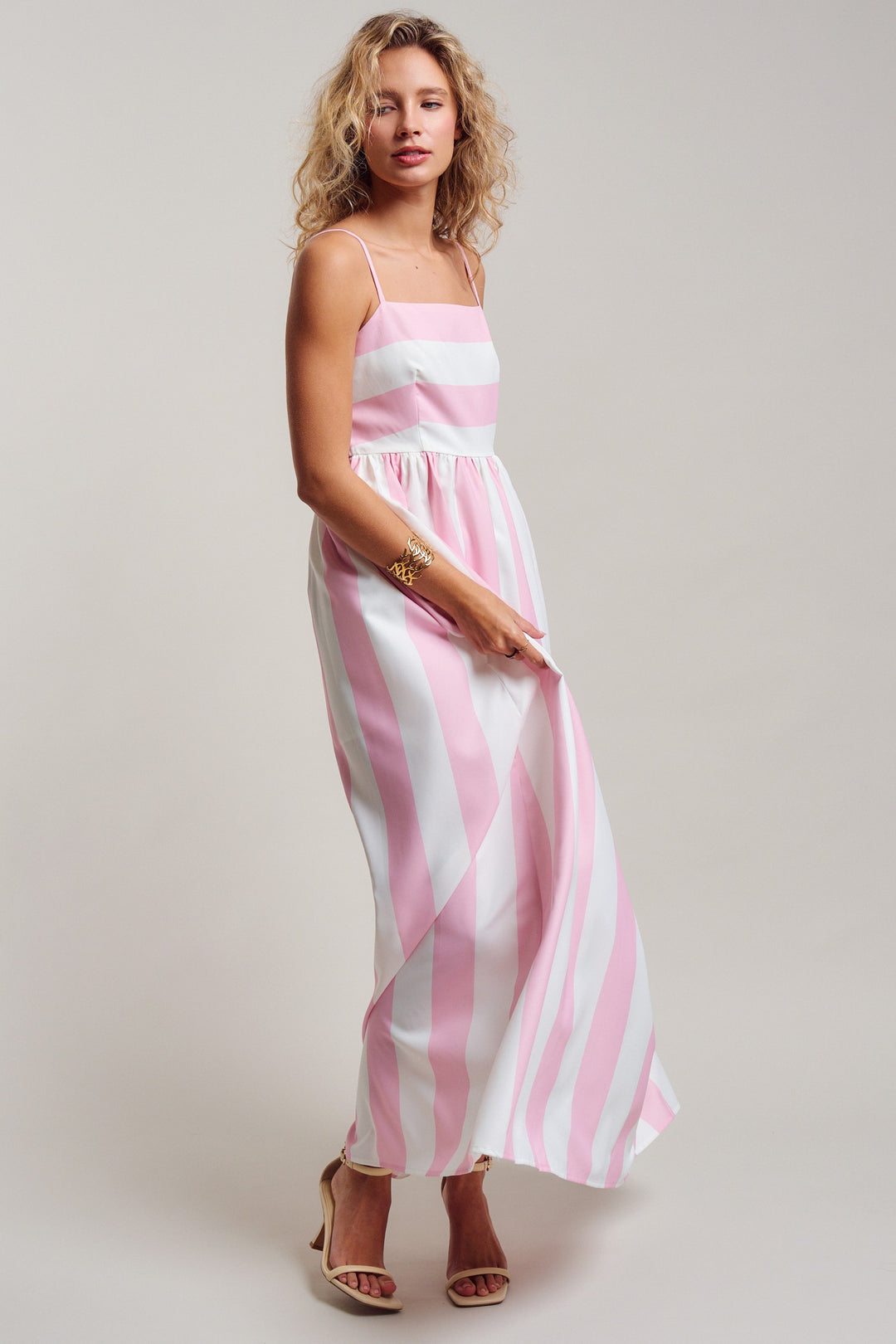 modern coast bold stripe maxi dress - ivory pink (additional view)