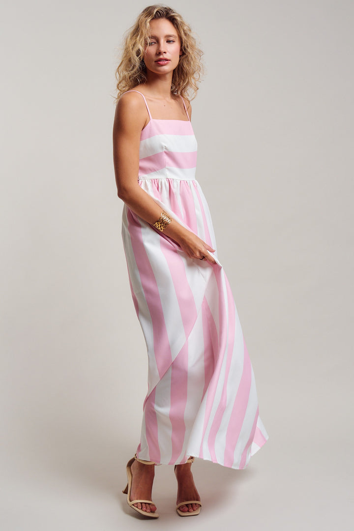 modern coast bold stripe maxi dress - ivory pink (additional view)