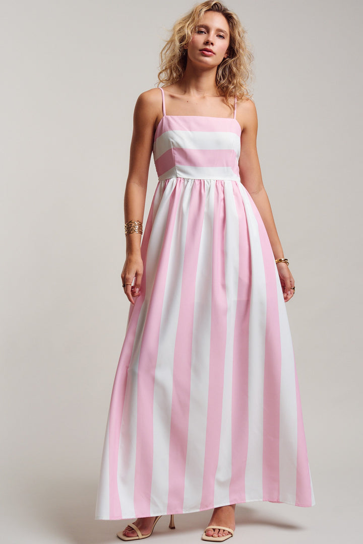 modern coast bold stripe maxi dress - ivory pink (additional view)