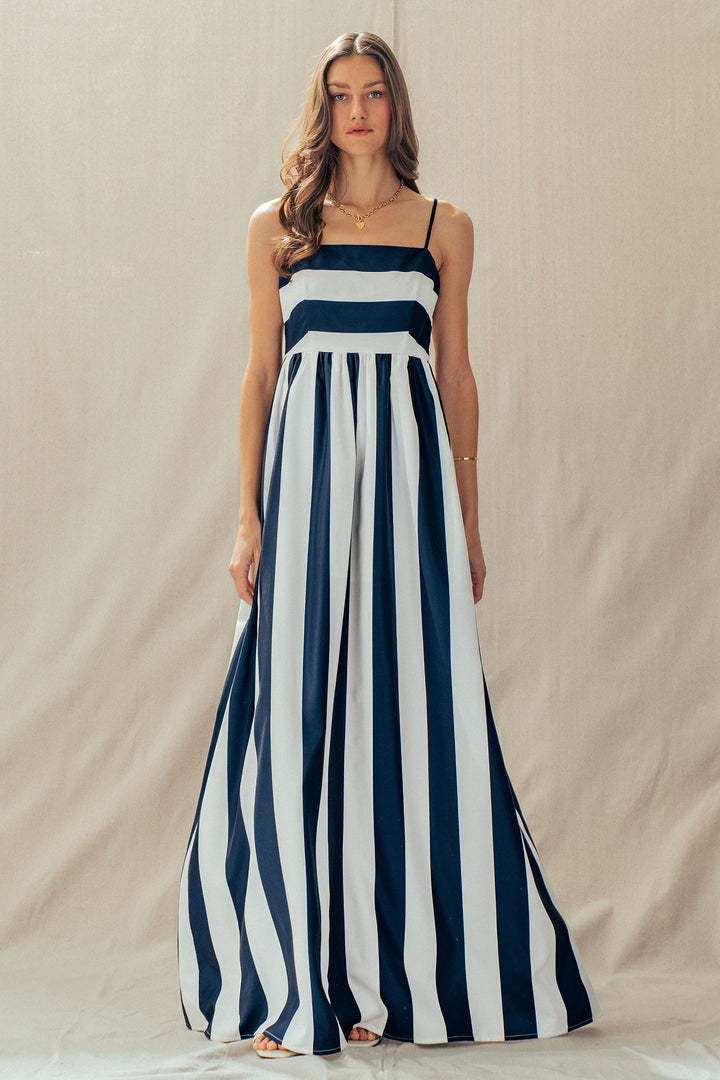 coast bold stripe maxi dress - ivory navy