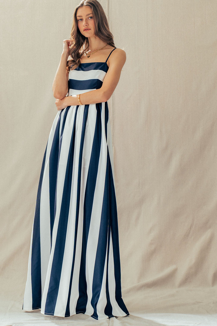 coast bold stripe maxi dress - ivory navy (additional view)