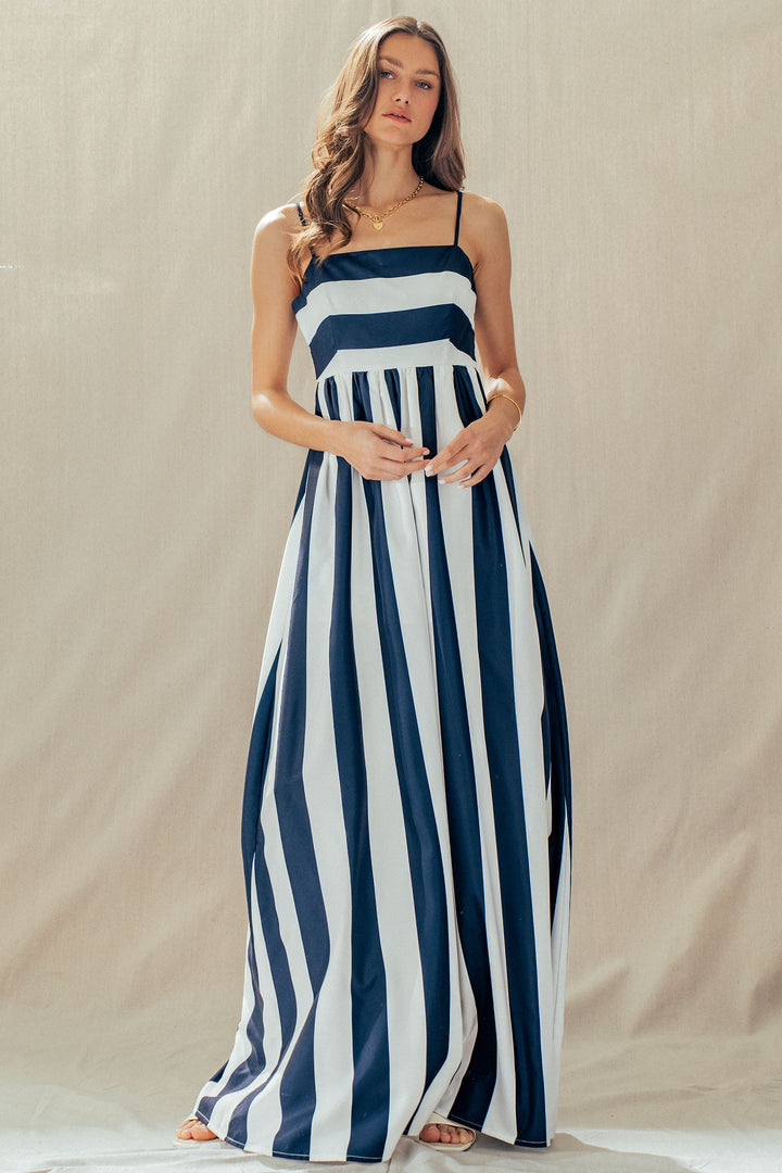 coast bold stripe maxi dress - ivory navy (additional view)