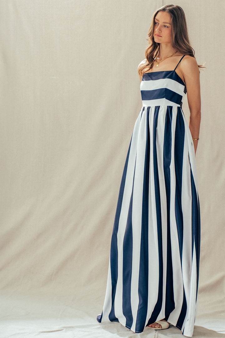 coast bold stripe maxi dress - ivory navy (additional view)