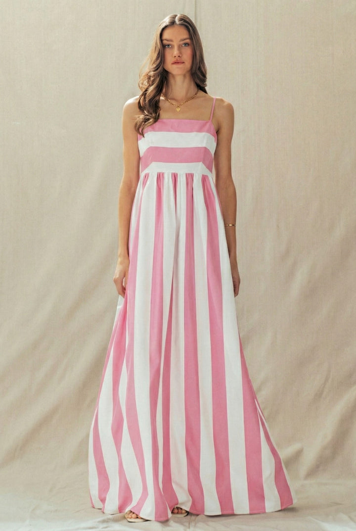 coast bold stripe maxi dress - ivory pink