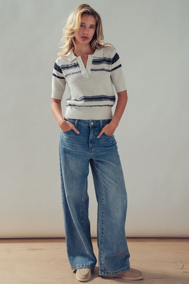 collared knit top - grey (additional view)