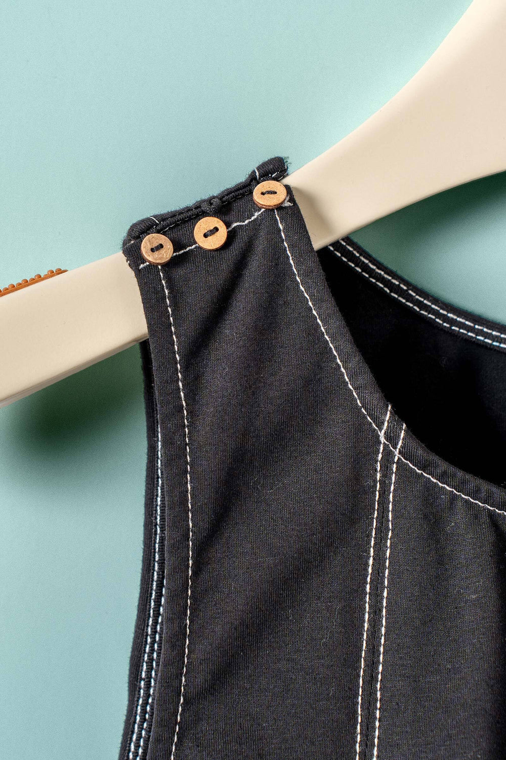 chic contrast stitch two piece set - black (additional view)