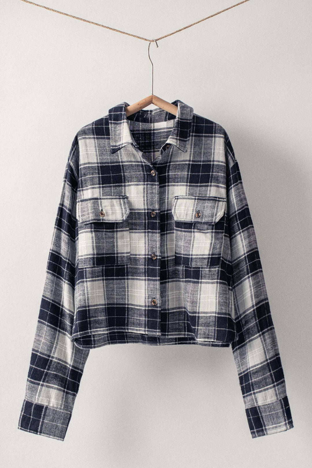 Plaid Cropped Flannel Shirt