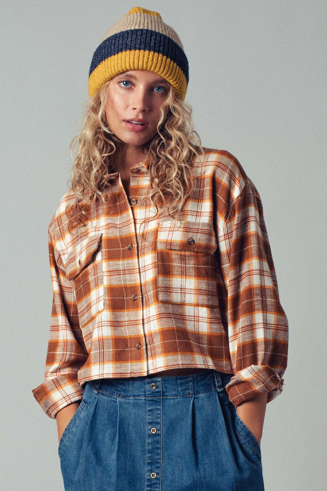 Plaid Cropped Flannel Shirt