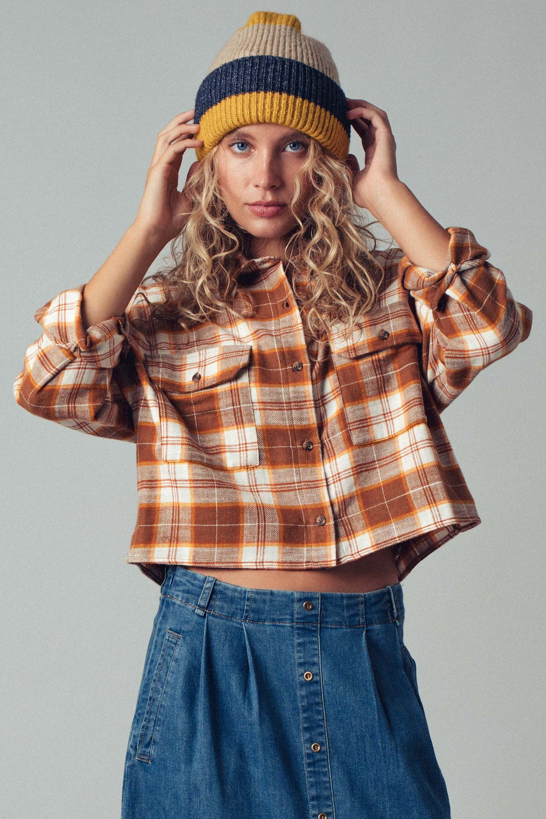 Plaid Cropped Flannel Shirt
