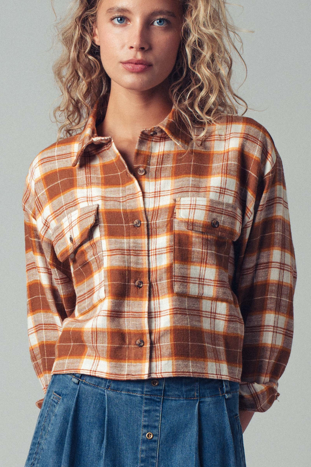 Plaid Cropped Flannel Shirt