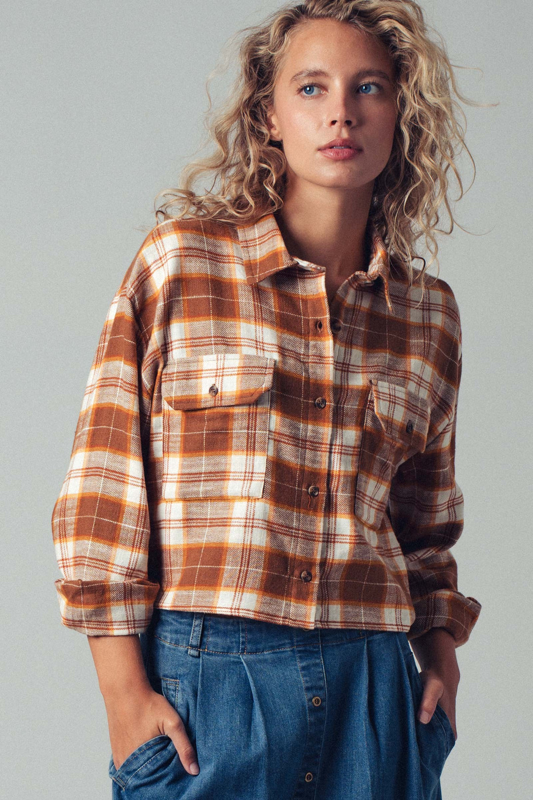 Plaid Cropped Flannel Shirt