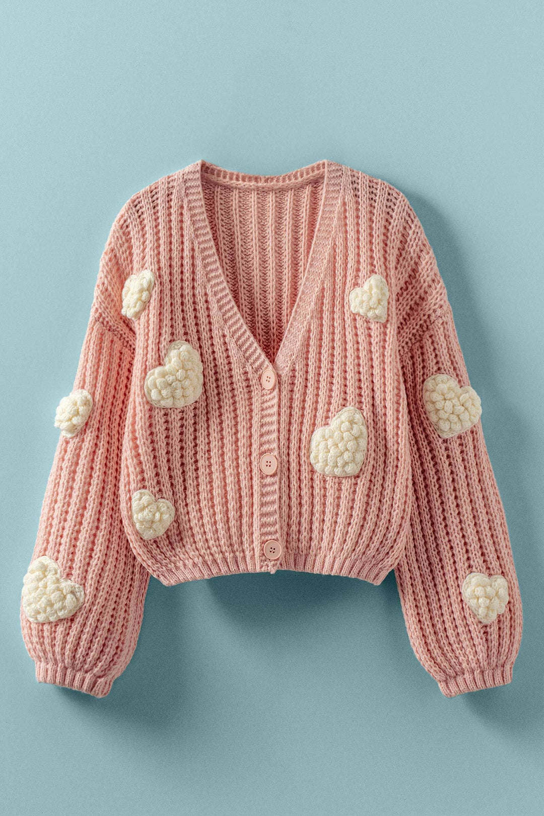 cloud of hearts cardigan - pink
