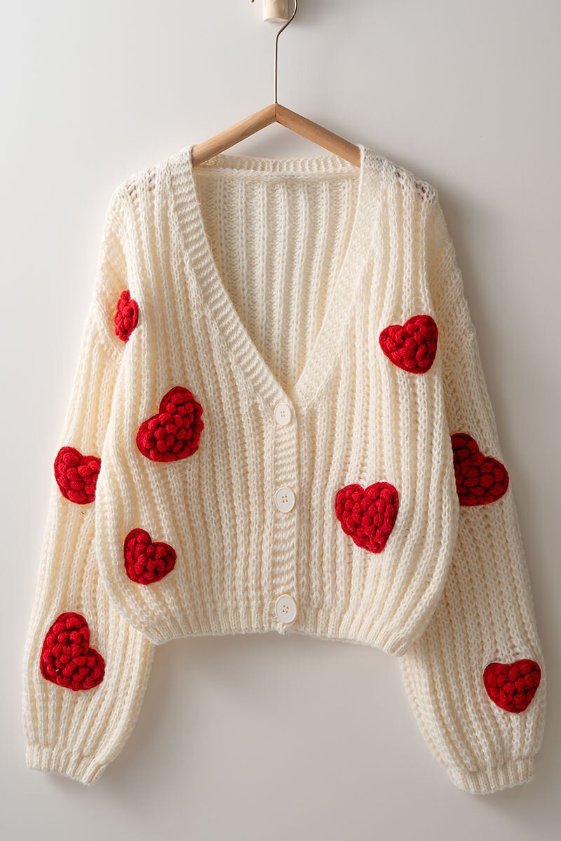 cloud of hearts cardigan - ivory