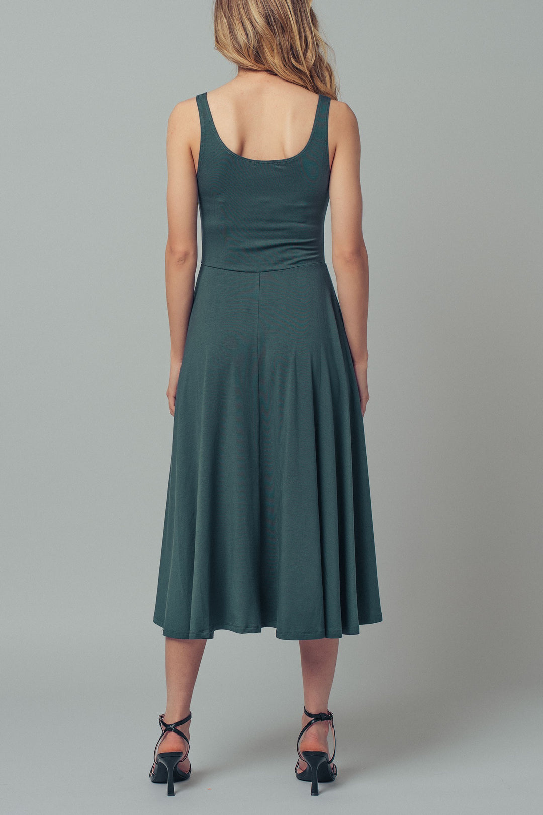 neck flare midi dress - moss green (additional view)
