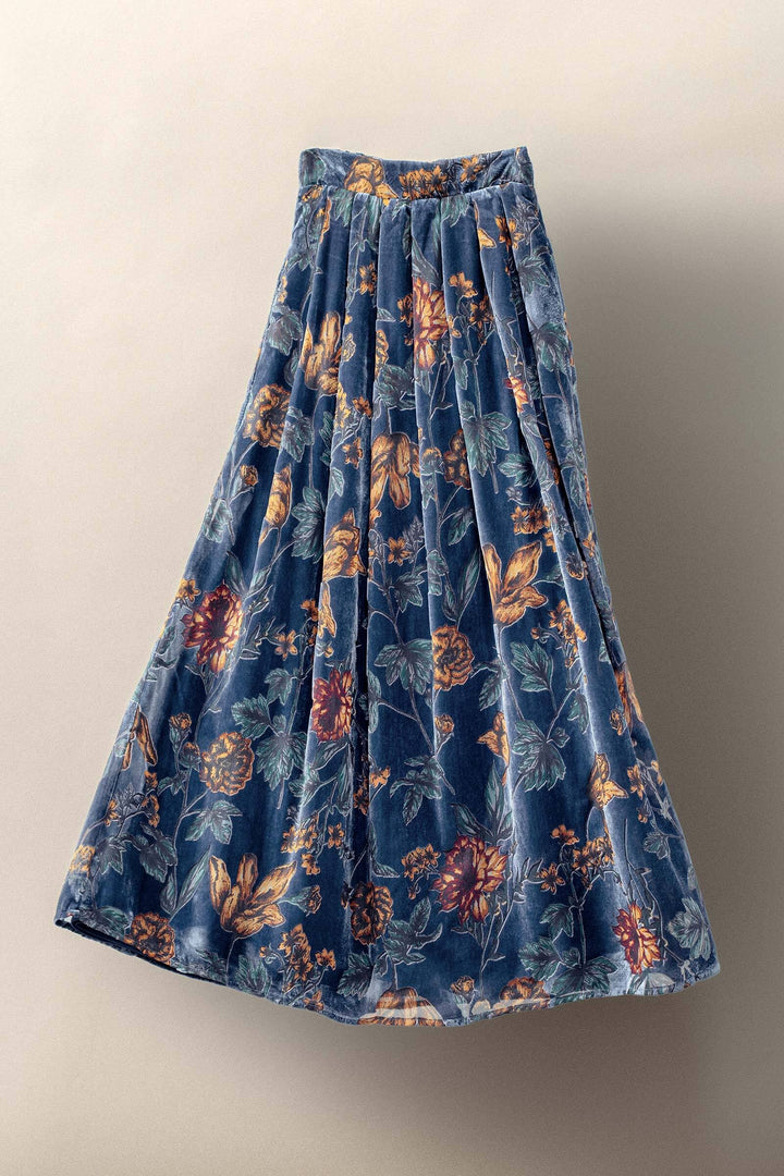 velvet floral maxi skirt - navy multi (additional view)