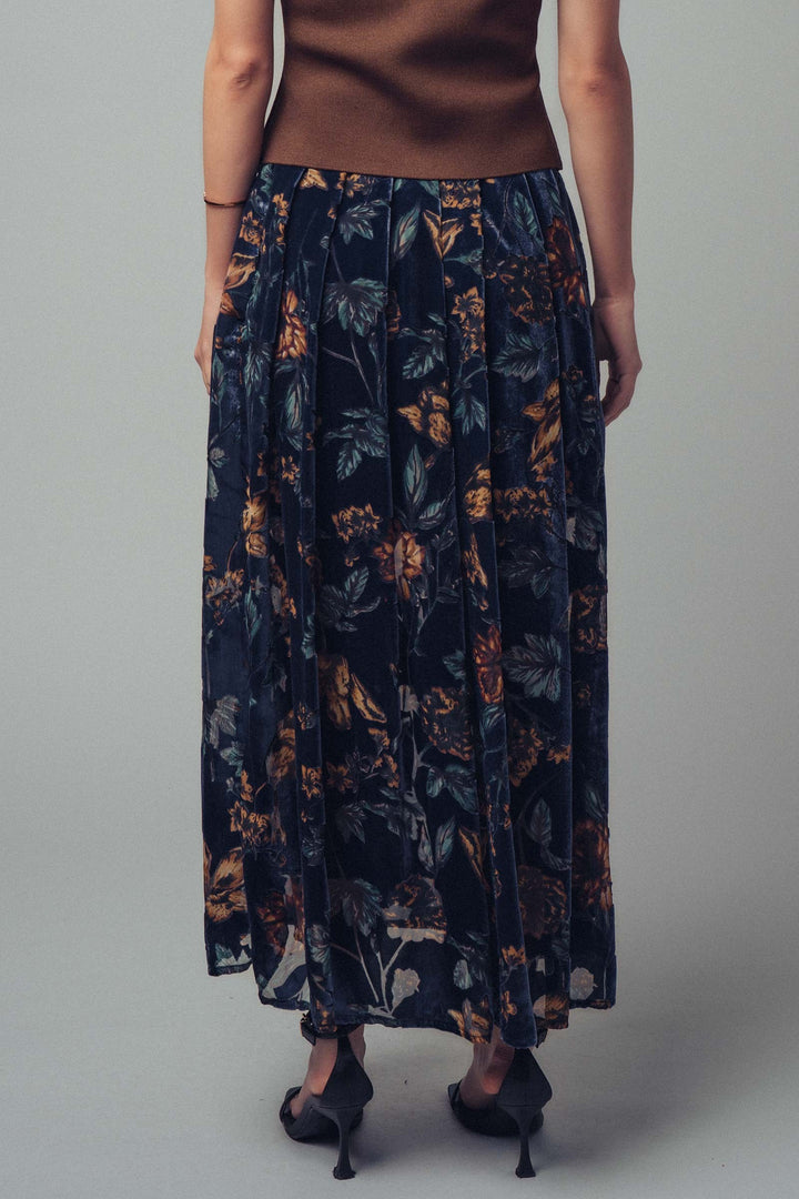 velvet floral maxi skirt - navy multi (additional view)