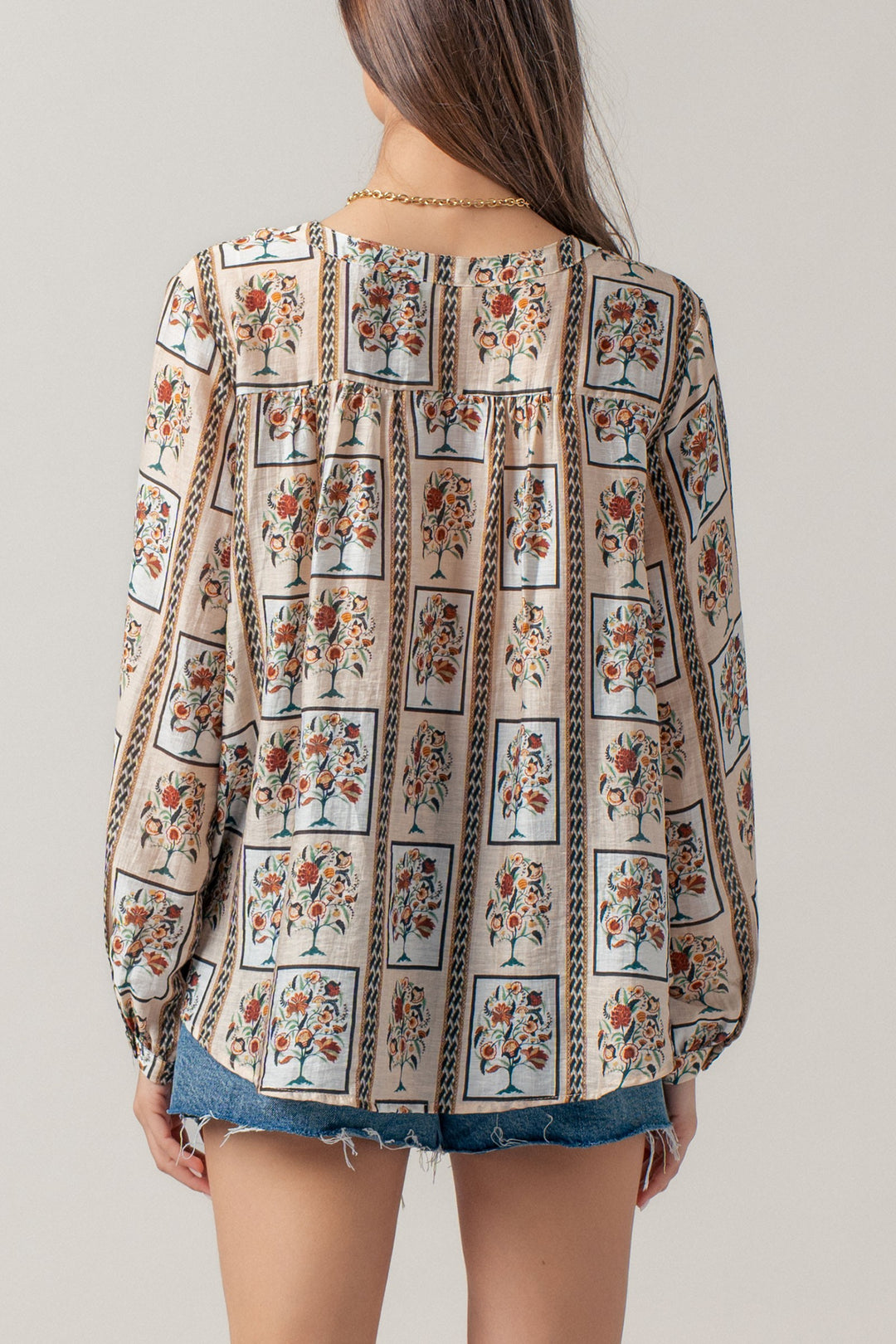 floral frame print blouse - taupe multi (additional view)