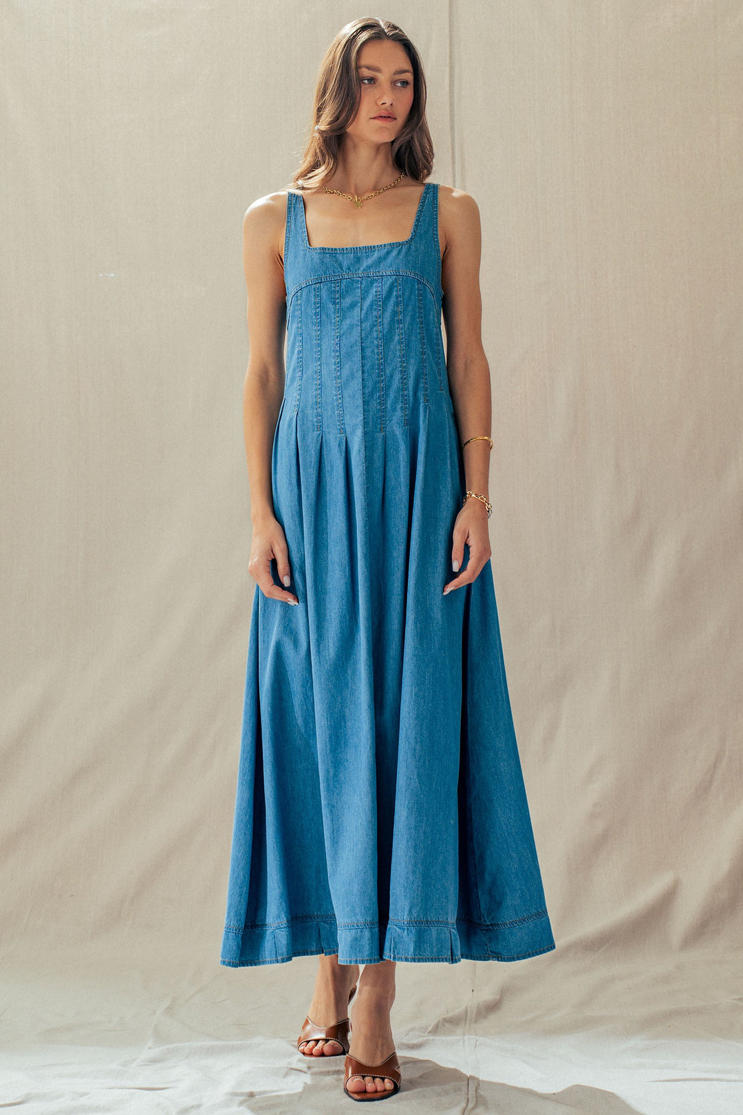 denim daydream maxi dress - lt denim