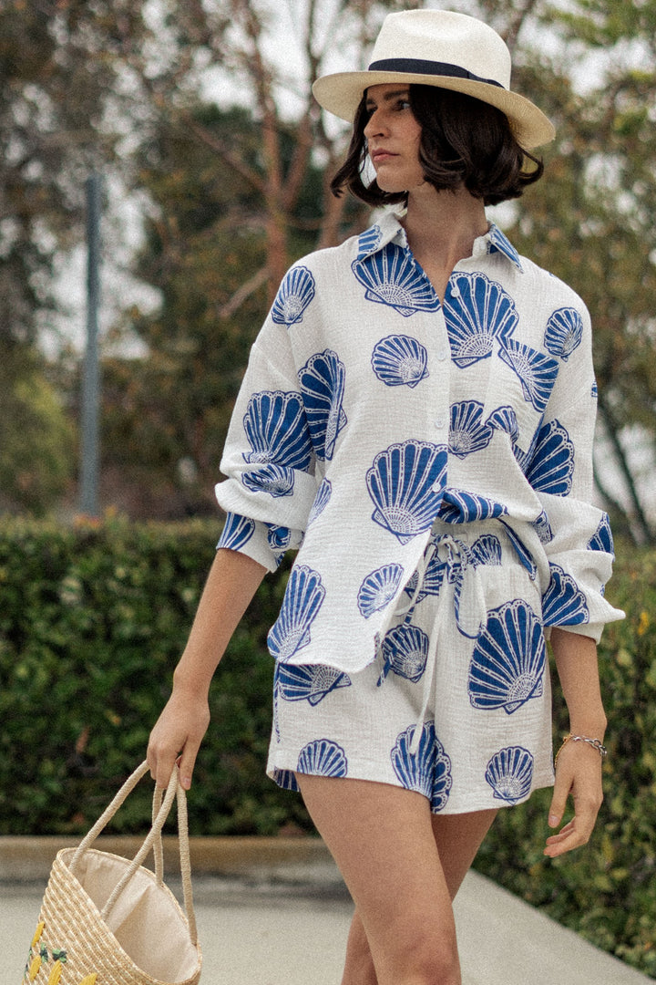 Boho Shell Print Summer Shirt and Shorts Set | wholesale sets | Trend Notes