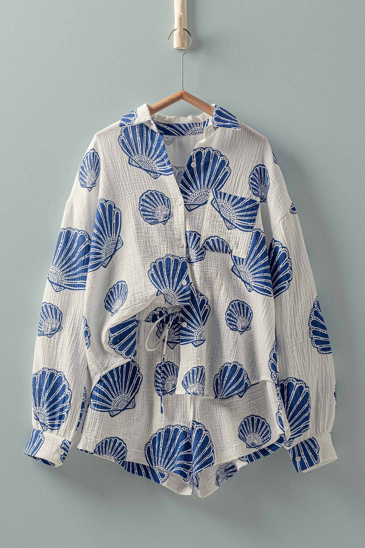 Boho Shell Print Summer Shirt and Shorts Set | wholesale sets | Trend Notes