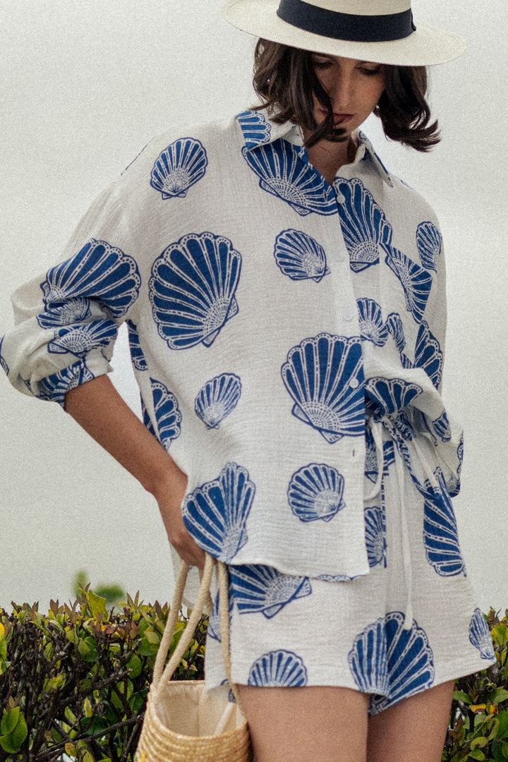Boho Shell Print Summer Shirt and Shorts Set | wholesale sets | Trend Notes