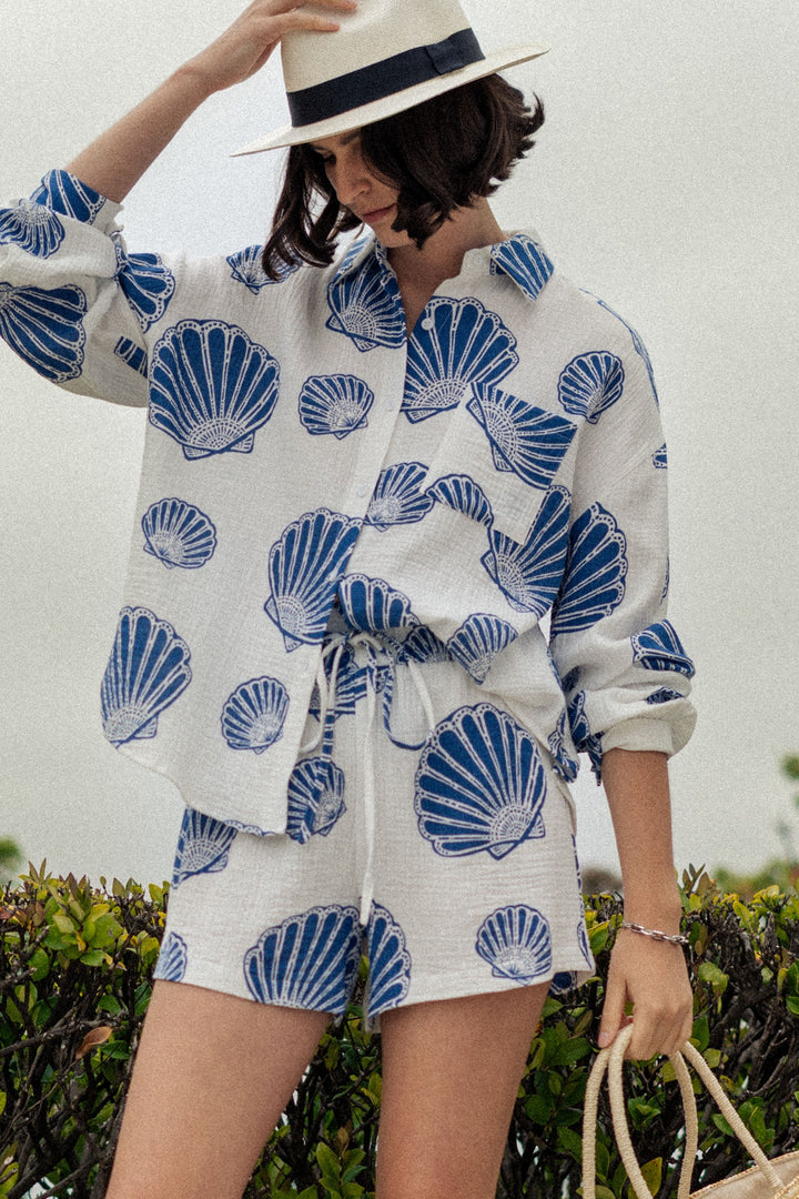 Boho Shell Print Summer Shirt and Shorts Set | wholesale sets | Trend Notes