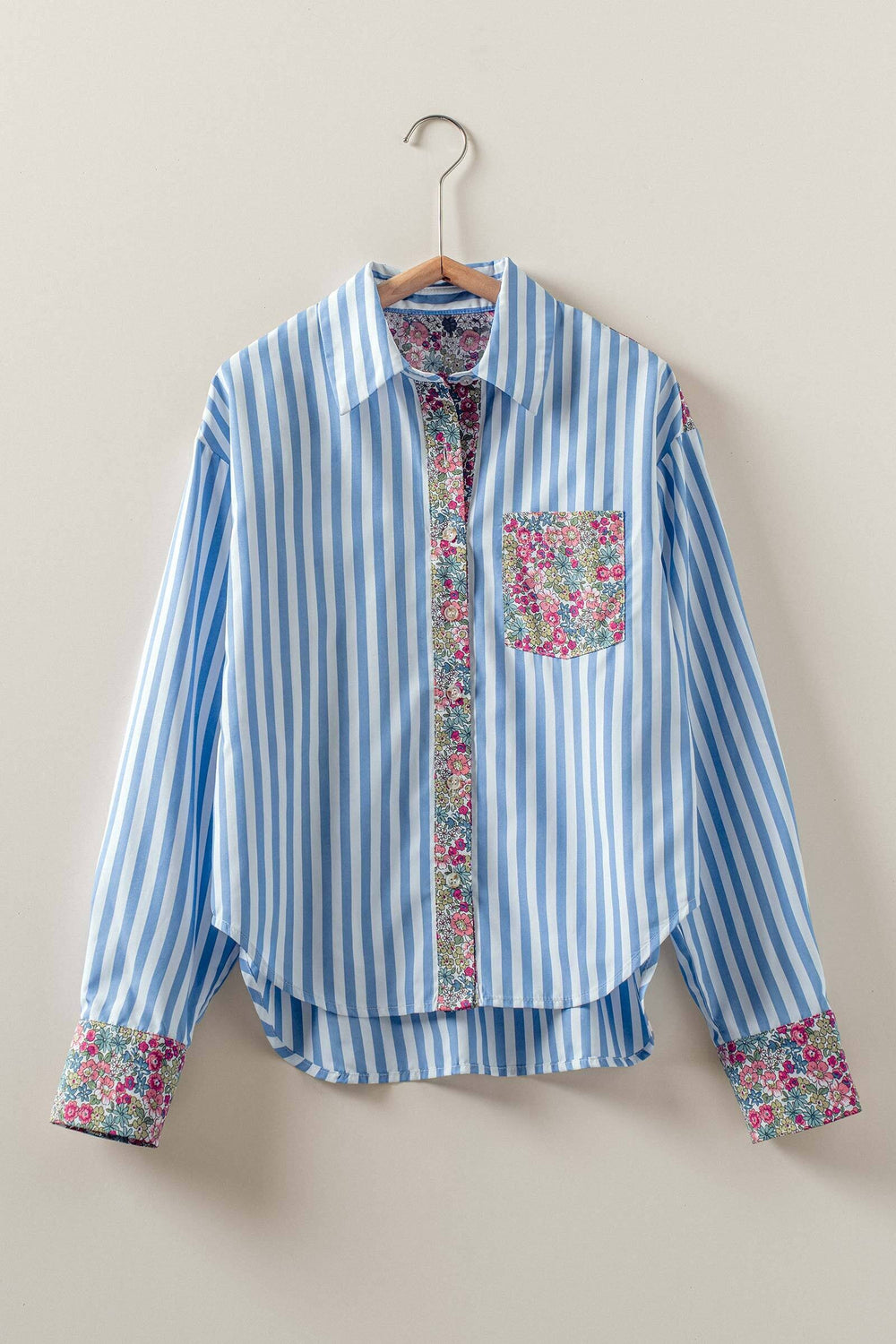 spring garden classic button up shirt - blue stripe (additional view)