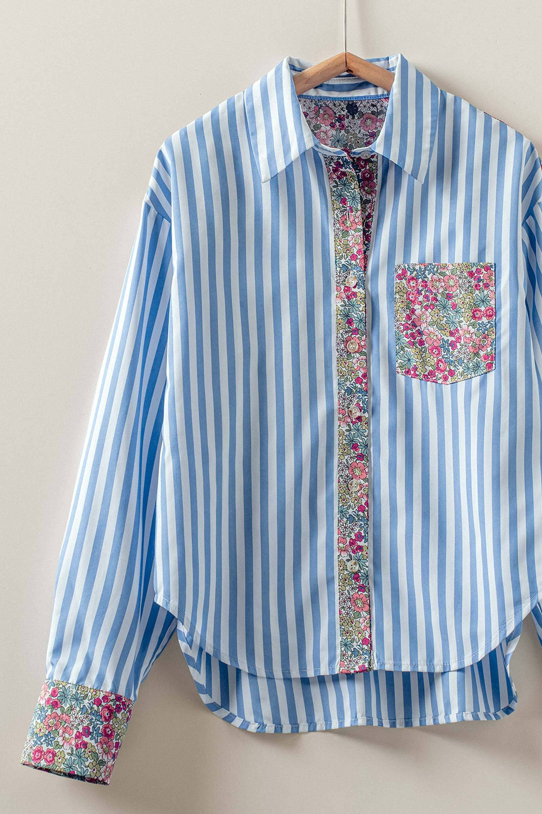 spring garden classic button up shirt - blue stripe (additional view)