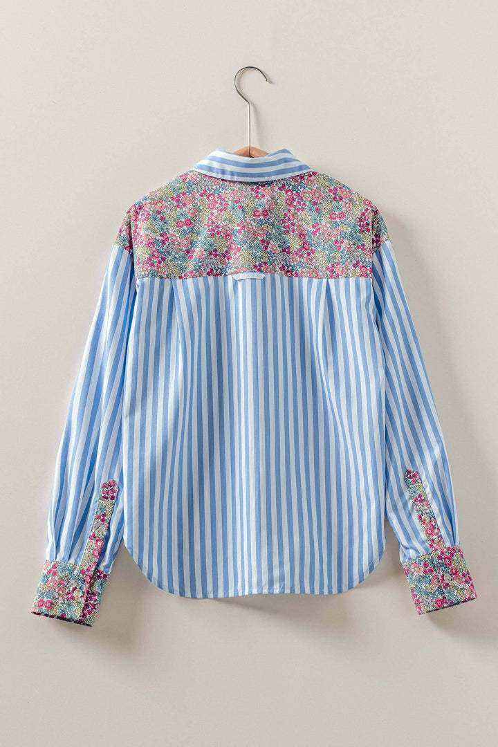 spring garden classic button up shirt - blue stripe (additional view)