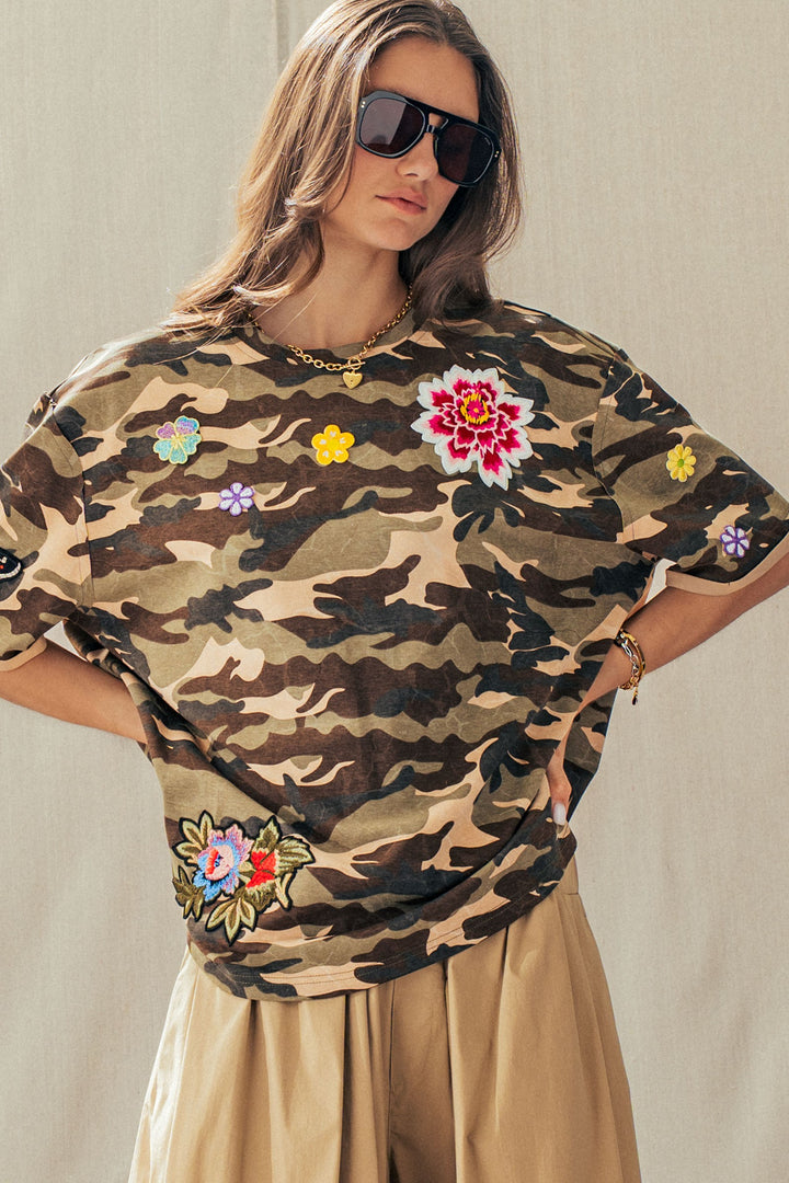 wildflower patched camo tee - camouflage (additional view)