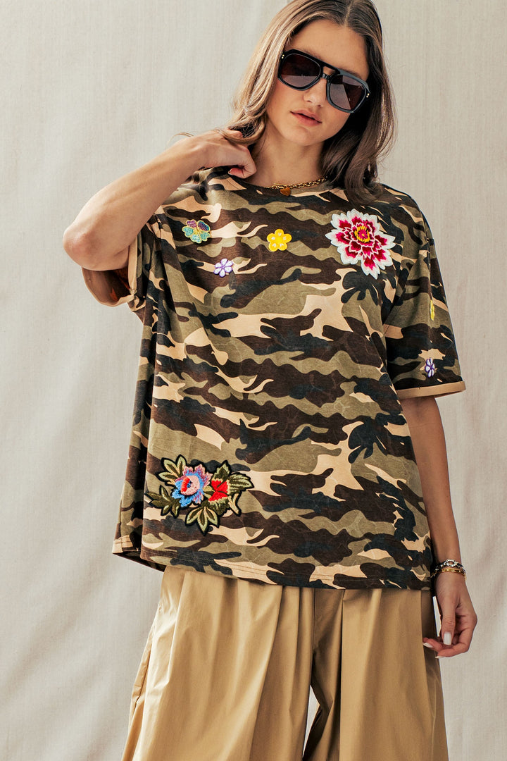 wildflower patched camo tee - camouflage (additional view)