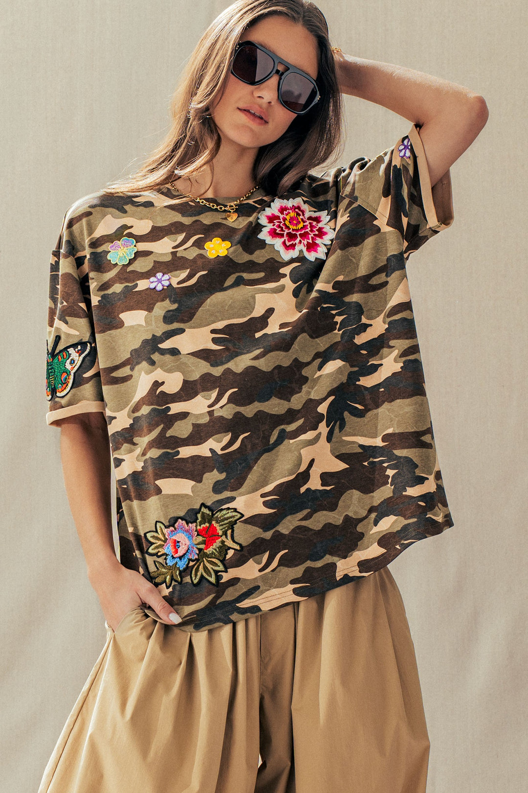 wildflower patched camo tee - camouflage (additional view)