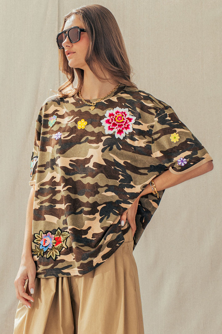 wildflower patched camo tee - camouflage (additional view)