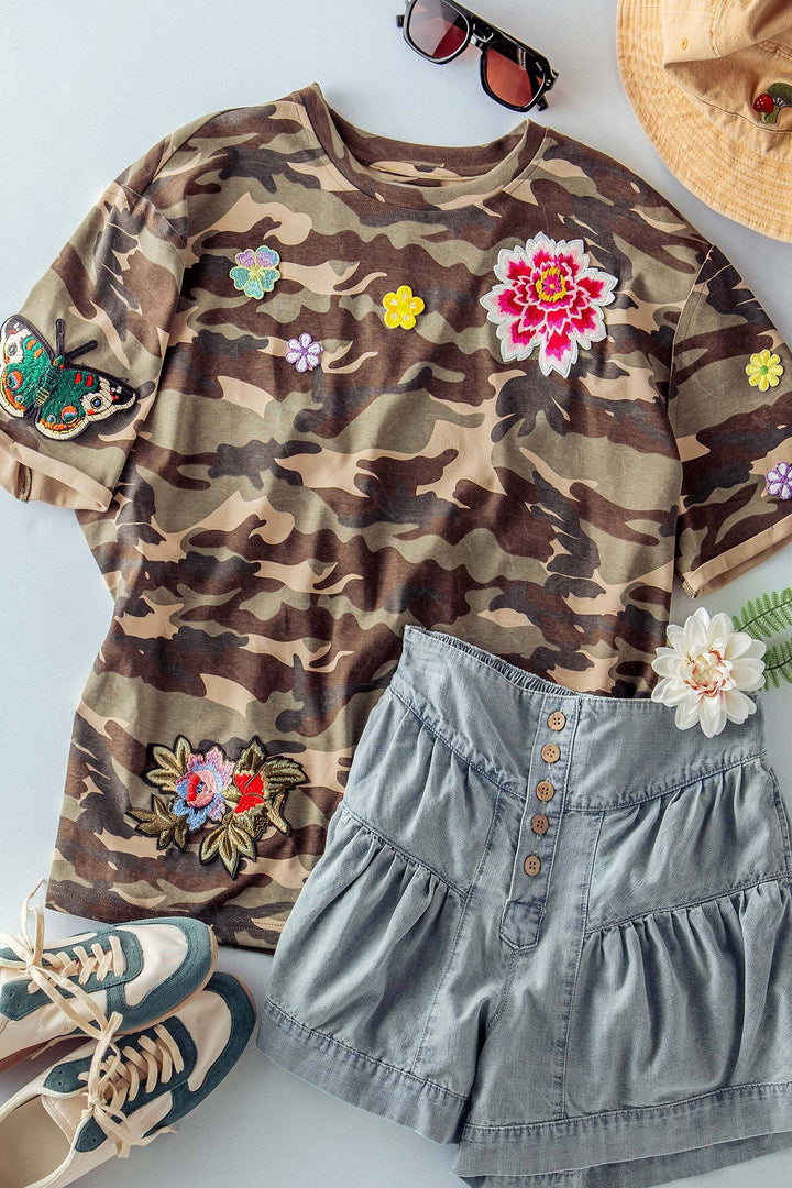 wildflower patched camo tee - camouflage (additional view)