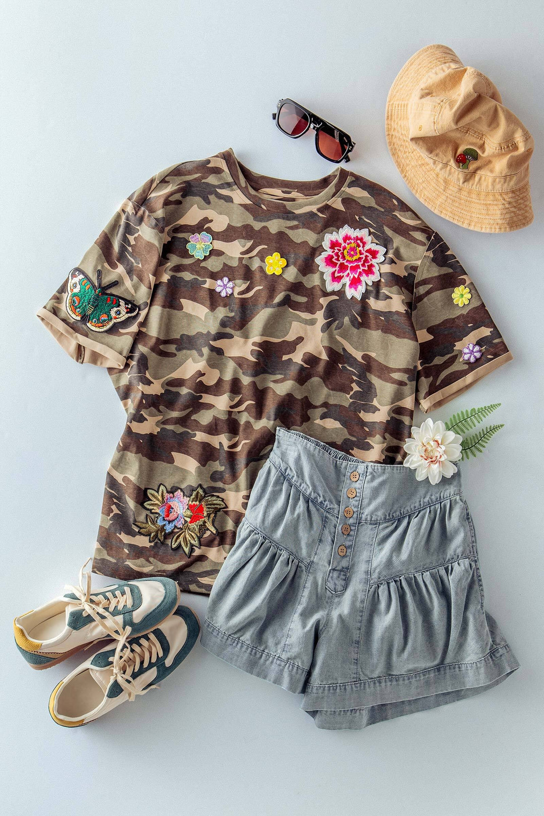 wildflower patched camo tee - camouflage (additional view)