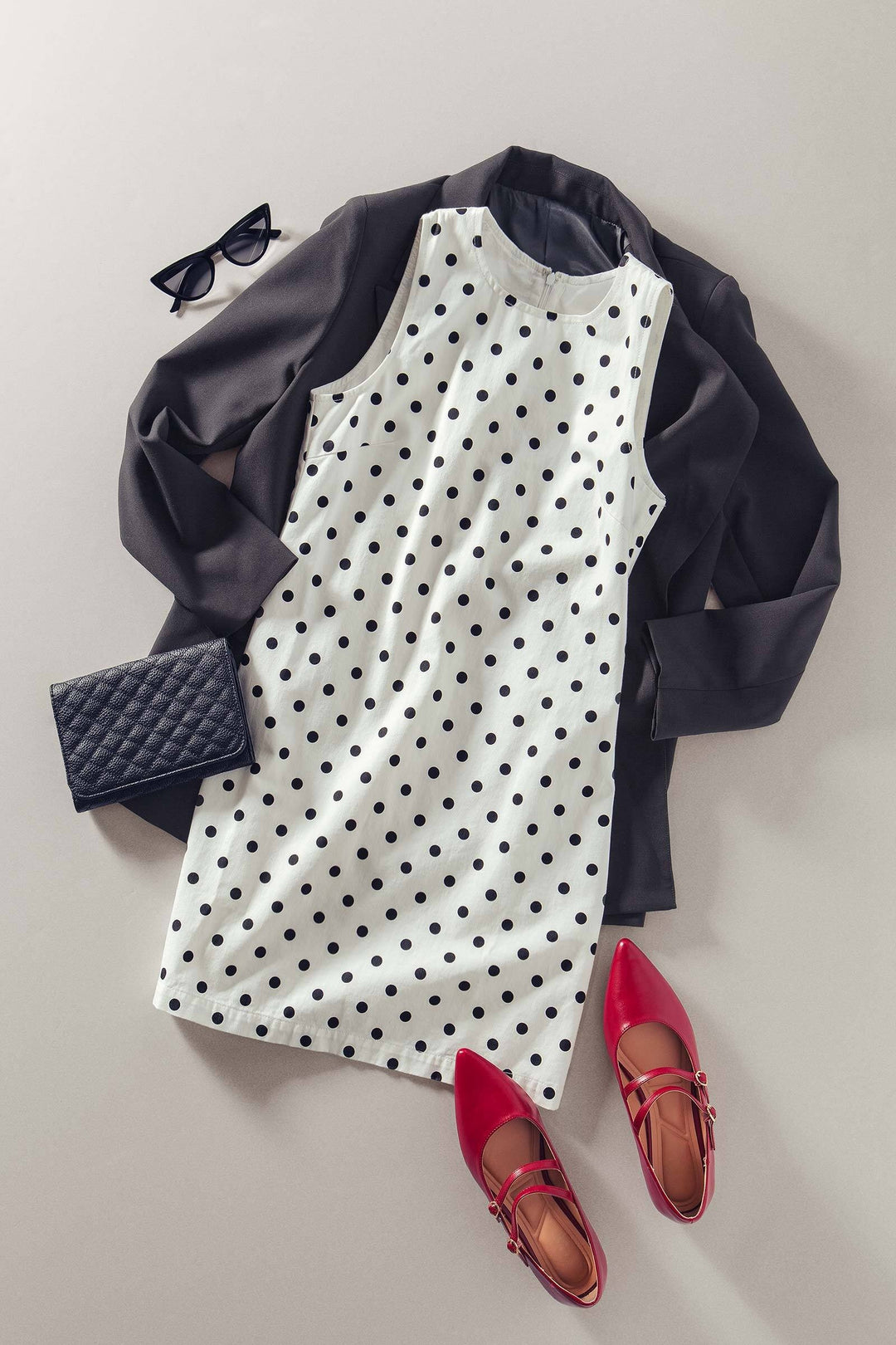 polka dot sleeveless mini dress - white black