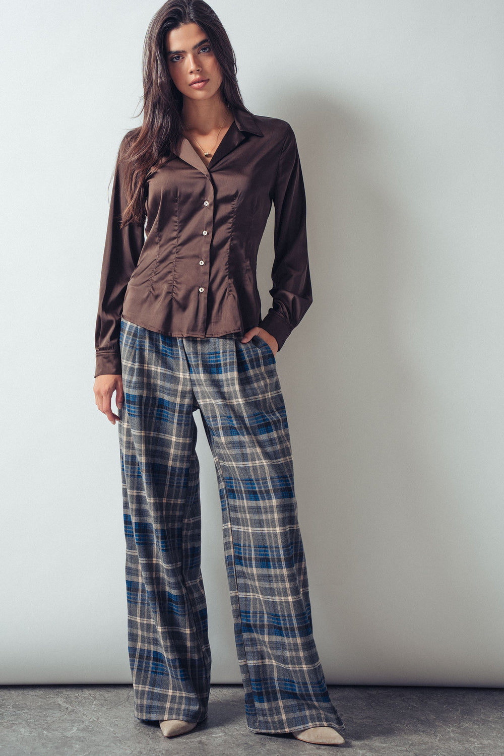 button corset blouse - brown (additional view)