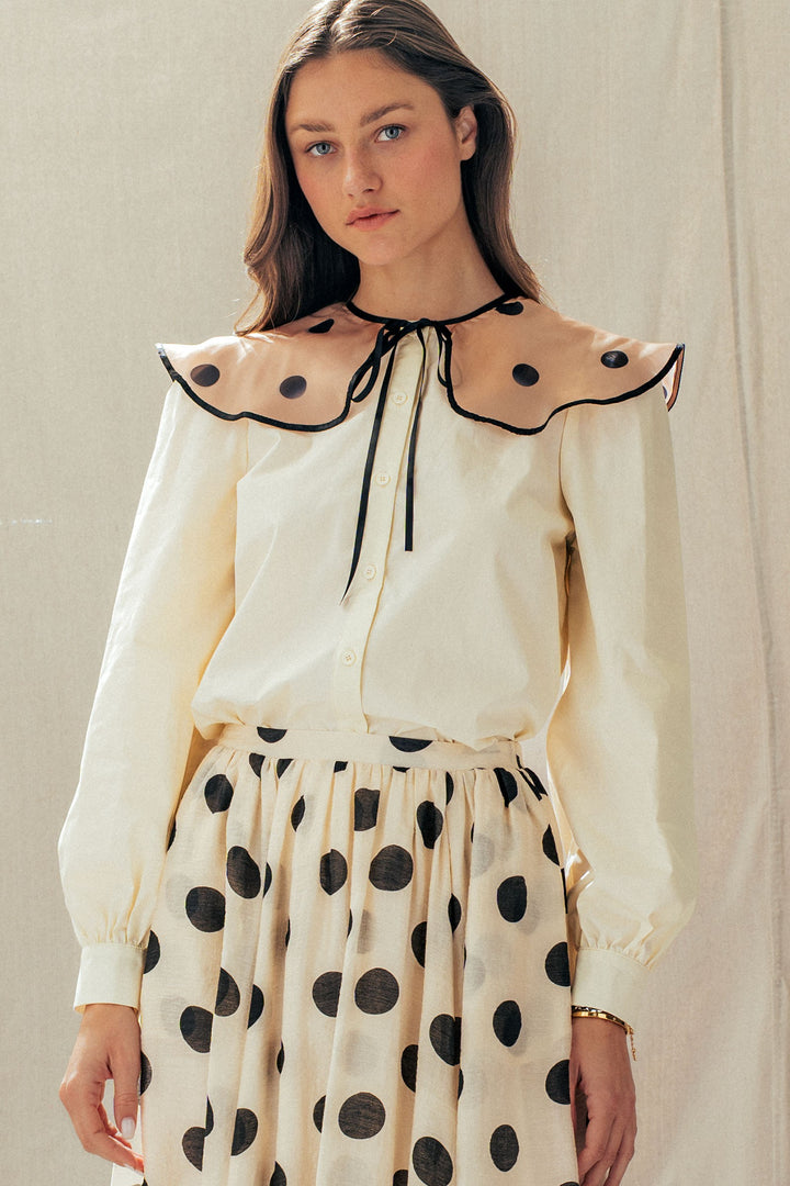 colette polka collar blouse - cream