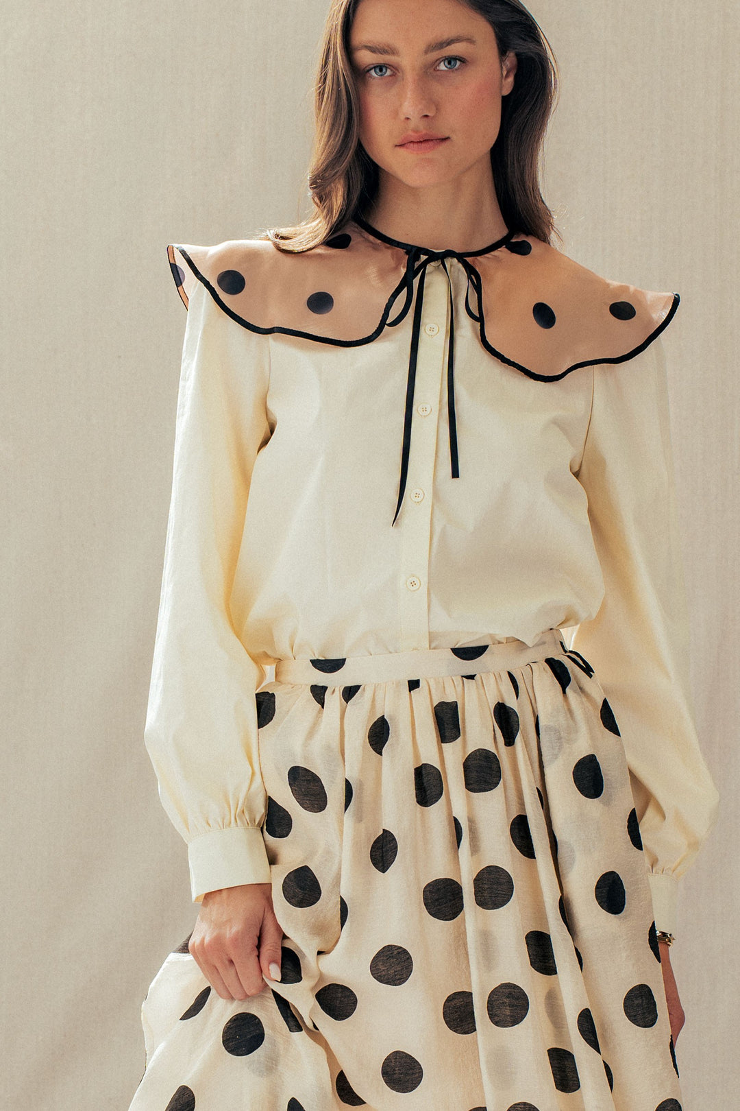 colette polka collar blouse - cream (additional view)