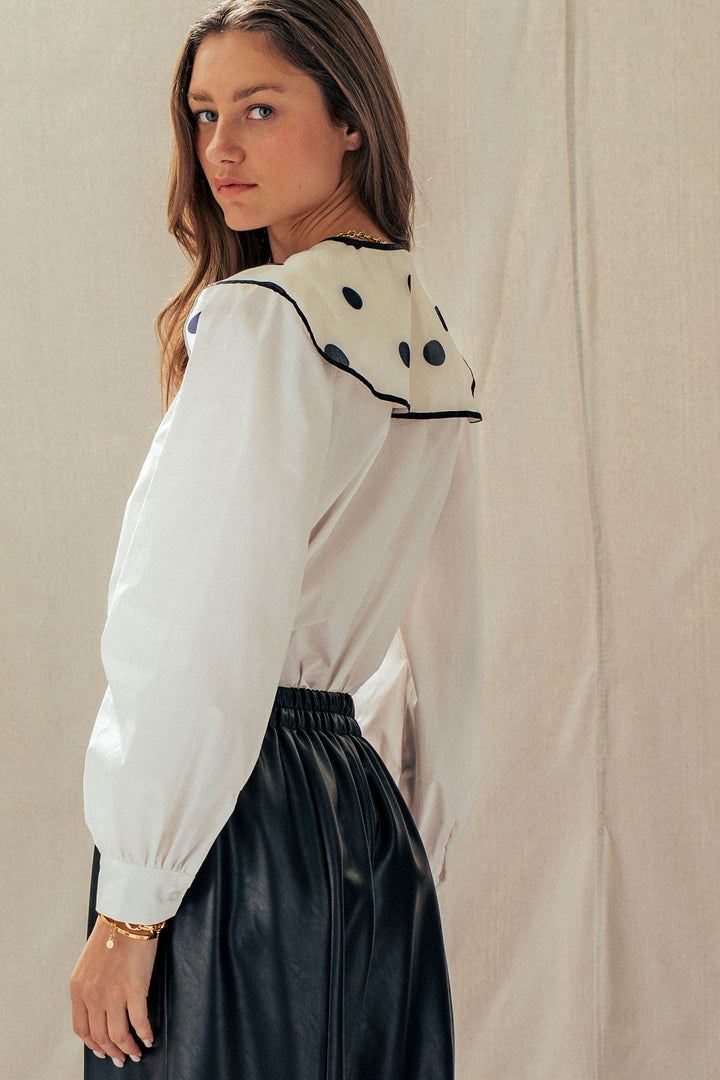 colette polka collar blouse - ivory