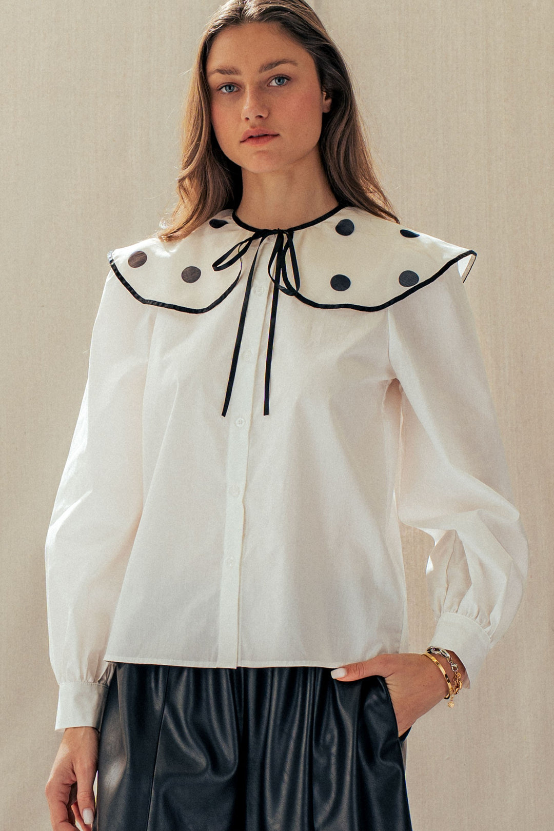 colette polka collar blouse - ivory (additional view)