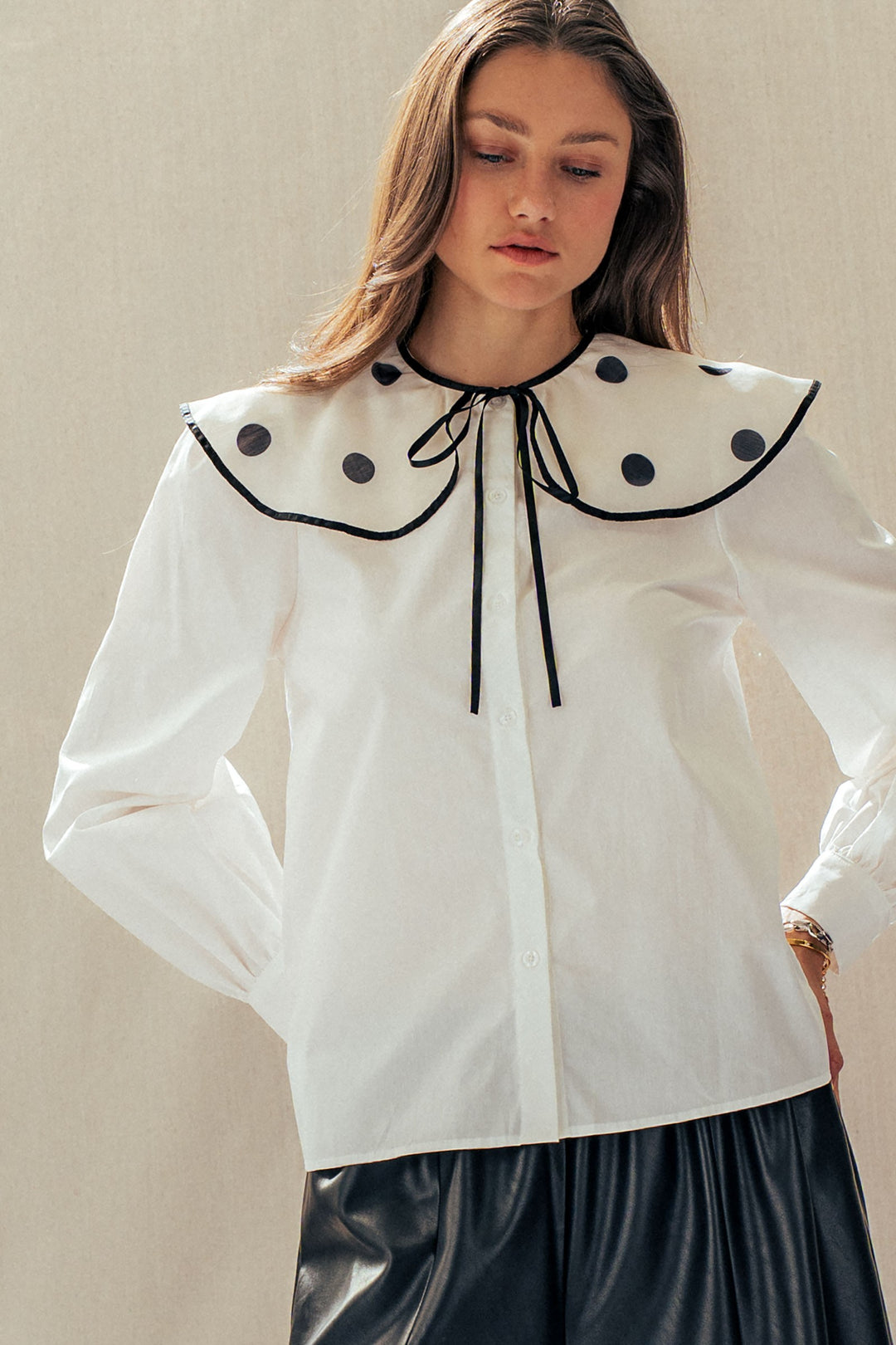 colette polka collar blouse - ivory (additional view)
