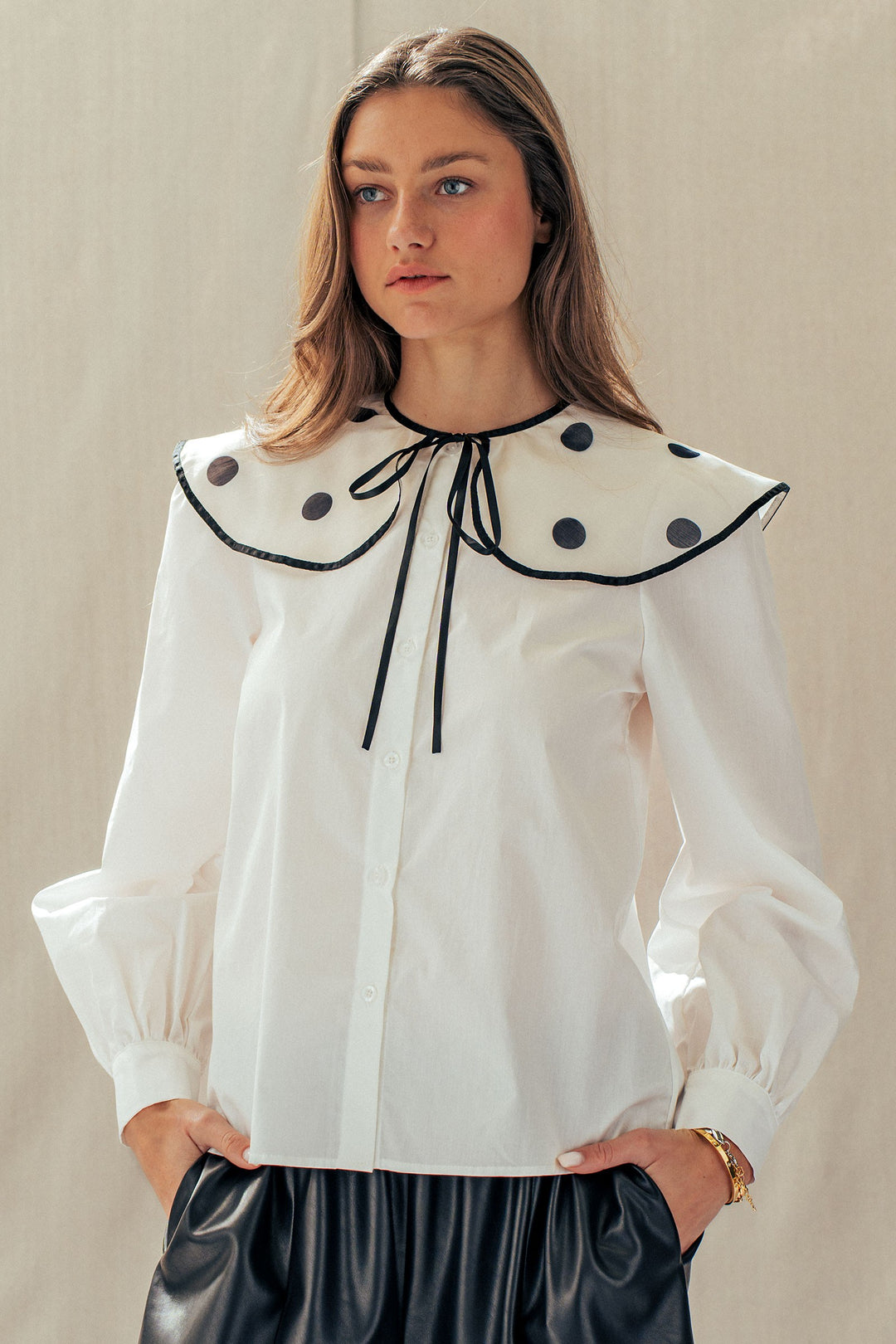 colette polka collar blouse - ivory (additional view)