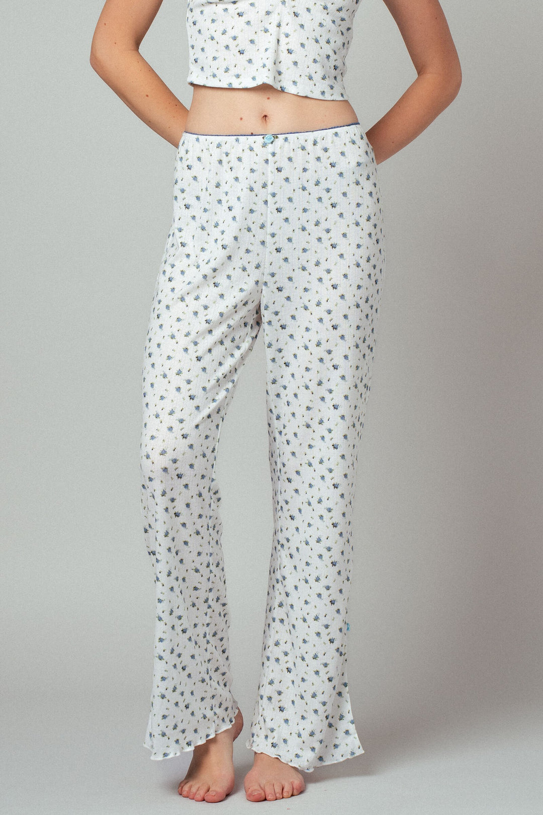 sweet petals wide leg lounge pants - blue (additional view)