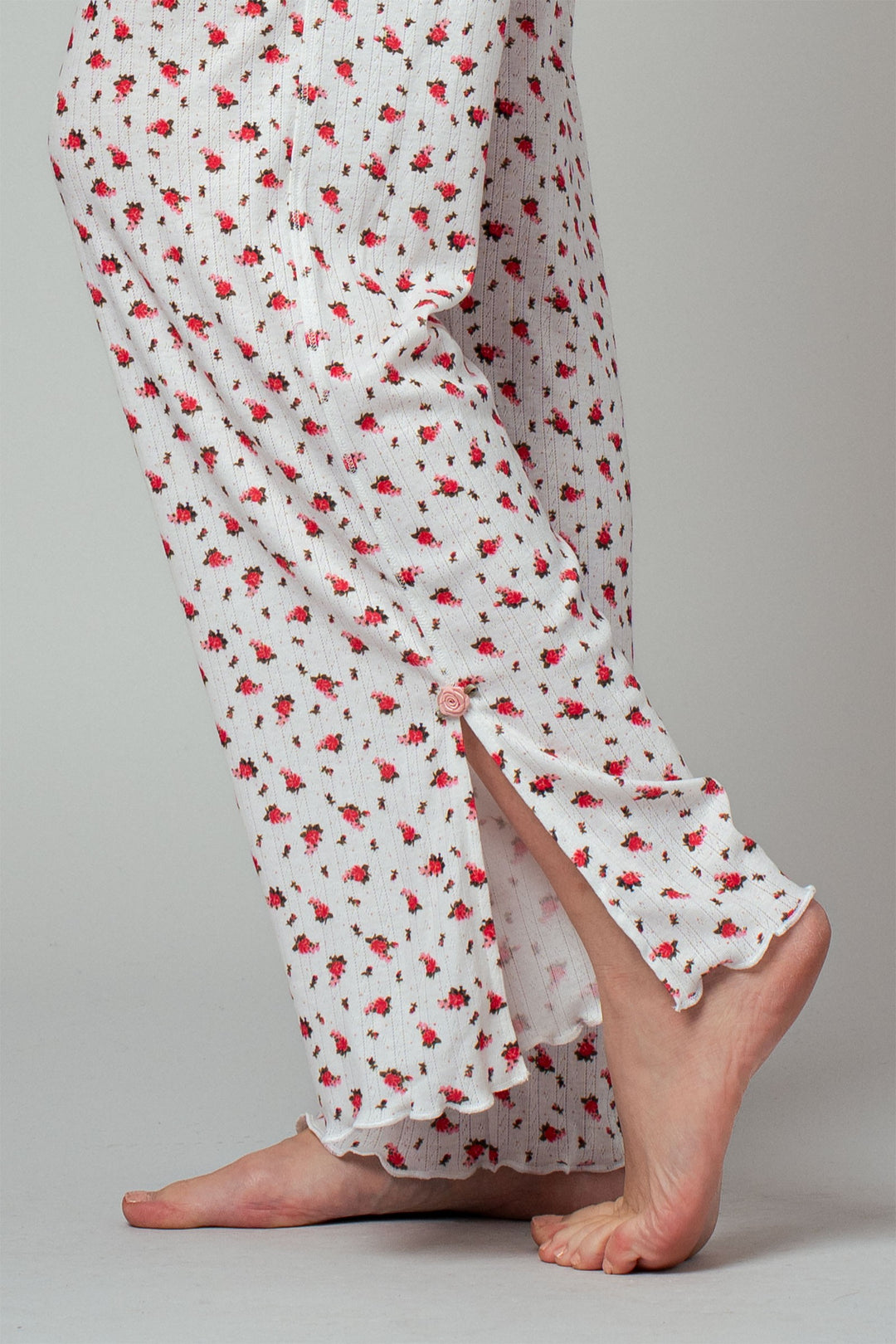 sweet petals wide leg lounge pants - ivory