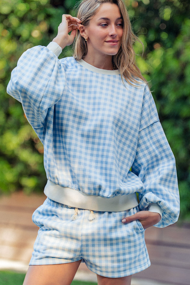 gingham cozy lounge set - blue (additional view)