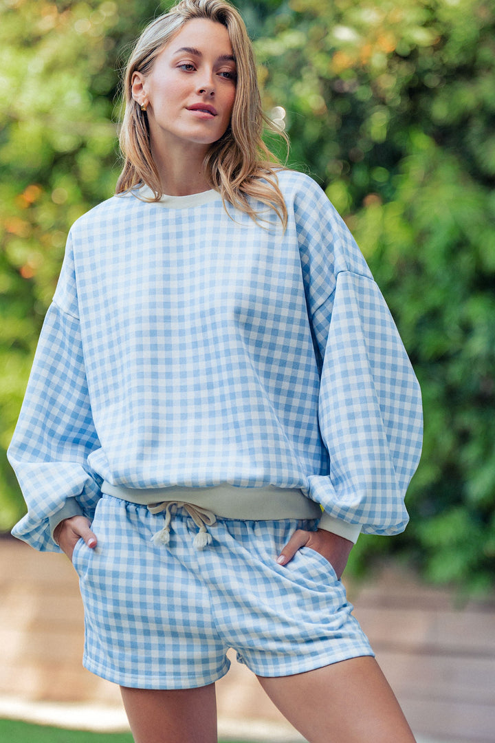 gingham cozy lounge set - blue (additional view)