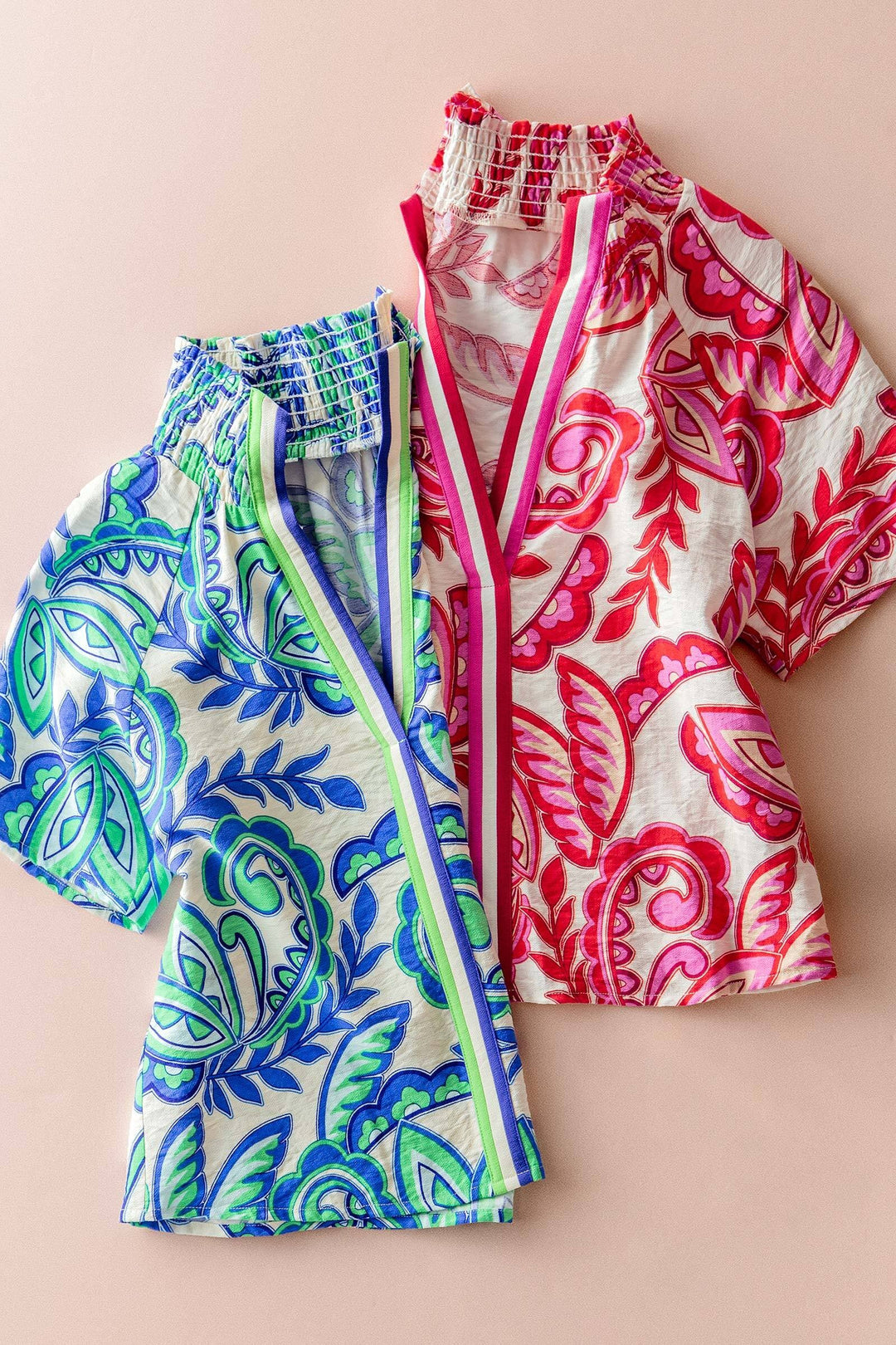 paisley print smocked blouse - default