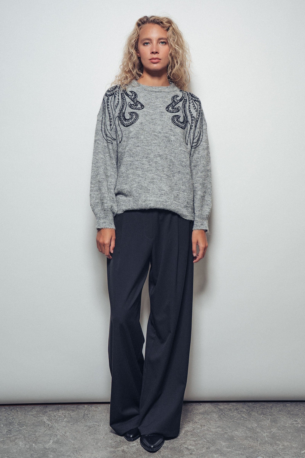 Embroidered Shoulder Sweater, additional view